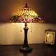 Tiffany Style Victorian 2 Light Table Lamp Vintage Stained Glass Antique Resin