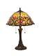 Tiffany Style Victorian Cabochon 2 Light Table Lamp 16 Shade Stained Glass