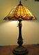 Tiffany Style Victorian Design Gold Amber Stained Glass Table Lamp