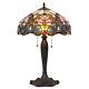 Tiffany Style Victorian Design Stained Glass 2-light Bronze Fin Table Lamp 23int