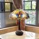 Tiffany Style Victorian Stained Glass Table Lamp 2 Bulb Antique Dark Bronze Base
