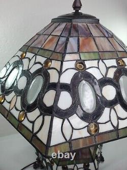 Tiffany Style Victorian Theme Stained Glass Double Lit Table Accent Reading Lamp