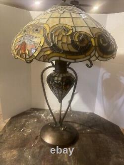 Tiffany Style Victorian Theme Stained Glass Double Lit Table Accent Reading Lamp