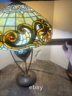 Tiffany Style Victorian Theme Stained Glass Double Lit Table Accent Reading Lamp