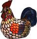 Tiffany Style Vintage Colorful Rooster Stained Glass Accent Table Lamp Light