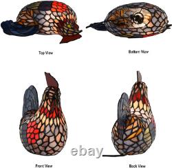 Tiffany Style Vintage Colorful Rooster Stained Glass Accent Table Lamp Light