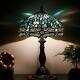 Tiffany Style Vintage Dragonfly Table Lamp Aqua Blue Stained Glass Accent Decor