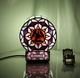 Tiffany Style Vintage Lotus Flower Stained Glass Desk Clock Table Lamp Decor