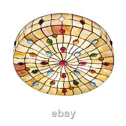 Tiffany Style Vintage Stained Glass Flush Mount Ceiling Light Pendant Lamp