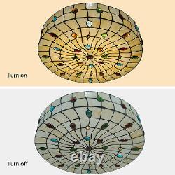 Tiffany Style Vintage Stained Glass Flush Mount Ceiling Light Pendant Lamp