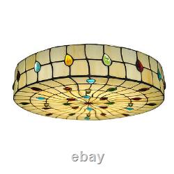 Tiffany Style Vintage Stained Glass Flush Mount Ceiling Light Pendant Lamp