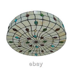 Tiffany Style Vintage Stained Glass Flush Mount Ceiling Light Pendant Lamp