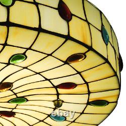 Tiffany Style Vintage Stained Glass Flush Mount Ceiling Light Pendant Lamp