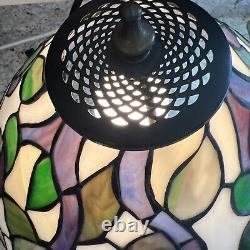 Tiffany-Style Vintage Stained Glass Table Lamp Bright Approx 19 Tall