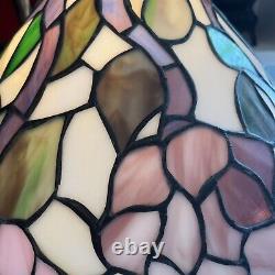 Tiffany-Style Vintage Stained Glass Table Lamp Bright Approx 19 Tall