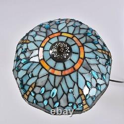 Tiffany Style Vintage Table Lamp Dragonfly Stained Glass Desk Lamp 18 Tall