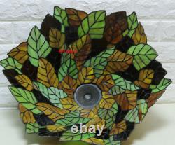 Tiffany Style Vintage Table Lamp Leaves Stained Glass Desk Light 25 Tall