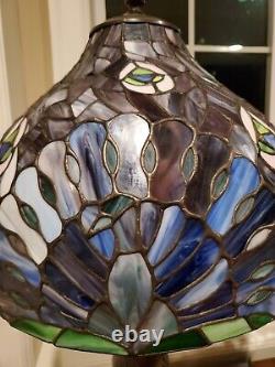 Tiffany Style Vintage Table Lamp Peacock Stained Glass Desk Lamp 26 Tall