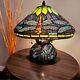 Tiffany Style Vivid Green Dragonfly Stained Glass Table Lamp Elegant Mosaic Base