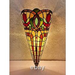 Tiffany Style Wall Lamp Flower 2 Light Stained Glass Vintage Lighting
