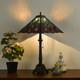 Tiffany Style White Bugle Flower Stained Glass Table Lamp 24 Bronze Base