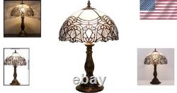 Tiffany Style White Stained Glass Table Lamp Free USA Shipping