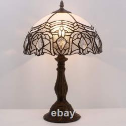 Tiffany Style White Stained Glass Table Lamp Free USA Shipping
