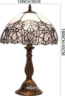 Tiffany Style White Stained Glass Table Lamp Free USA Shipping
