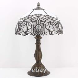 Tiffany Style White Stained Glass Table Lamp Free USA Shipping