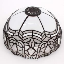 Tiffany Style White Stained Glass Table Lamp Free USA Shipping