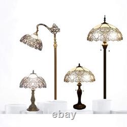 Tiffany Style White Stained Glass Table Lamp Free USA Shipping
