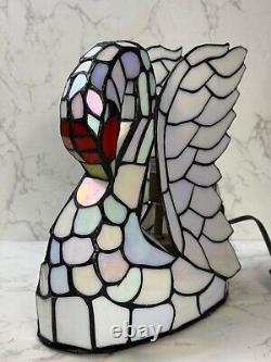 Tiffany Style White Swan Stained Glass Table Lamp