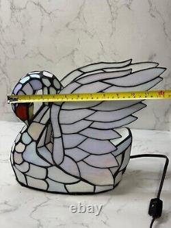 Tiffany Style White Swan Stained Glass Table Lamp