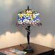 Tiffany Style Wisteria Floral Stained Glass Table Lamp Antique Dark Bronze Base