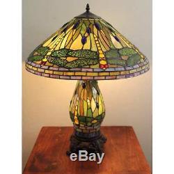 Tiffany Style Yellow Dragonfly Table Lamp WithIlluminated Base 20 Shade