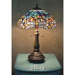 Tiffany Style Yellow Dragonfly Table Stained Glass Accent Lamp