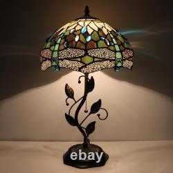 Tiffany Style Yellow White Dragonfly Stained Glass Table Lamp 19 Inch