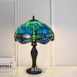 Tiffany Table Lamp 16 Inch Green Dragonfly Style Stained Glass Shade Home Decor
