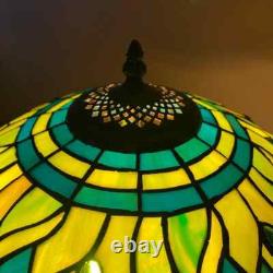 Tiffany Table Lamp 16 Inch Green Dragonfly Style Stained Glass Shade Home Decor