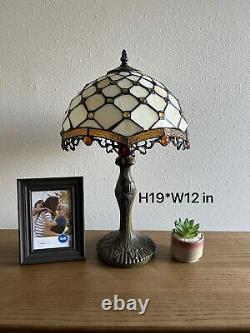 Tiffany Table Lamp Beige Stained Glass Crystal Beans Included LED Bulb for Livin