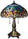 Tiffany Table Lamp Blue Dragonfly 25 In. Bronze Handcrafted Stained Glass Shades
