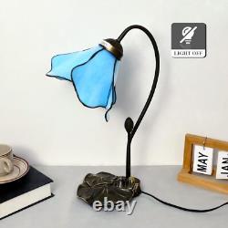 Tiffany Table Lamp Blue Lotus Stained Glass Lamp 8 Wide 14 Tall Bedside Table