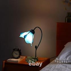 Tiffany Table Lamp Blue Lotus Stained Glass Lamp 8 Wide 14 Tall Bedside Table
