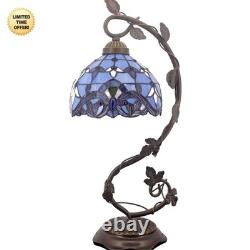 Tiffany Table Lamp Blue Purple Stained Glass Baroque Style LED Bedside Decor