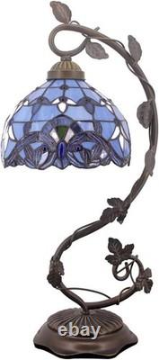 Tiffany Table Lamp Blue Purple Stained Glass Baroque Style LED Bedside Decor