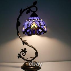Tiffany Table Lamp Blue Purple Stained Glass Baroque Style LED Bedside Decor