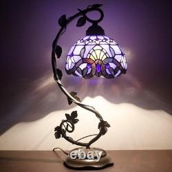 Tiffany Table Lamp Blue Purple Stained Glass Baroque Style LED Bedside Decor