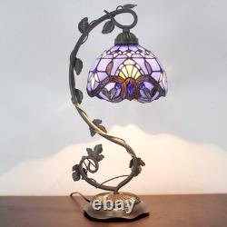 Tiffany Table Lamp Blue Purple Stained Glass Baroque Style LED Bedside Decor