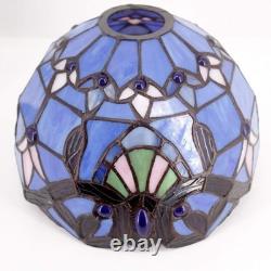 Tiffany Table Lamp Blue Purple Stained Glass Baroque Style LED Bedside Decor
