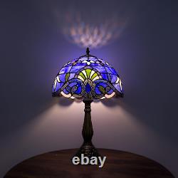 Tiffany Table Lamp Blue Stained Glass Style Vintage Luxurious Nightstand Reading